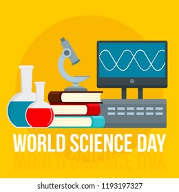Happy science day concept background. Flat illustration of happy science day vector concept background for web design