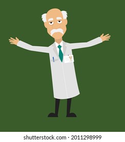 Happy Scientist Flat Vector Cartoon Illustration