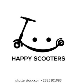 Happy scooter logo design inspiration, Design element for logo, poster, card, banner, emblem, t shirt. Vector illustration