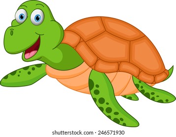 Happy sea turtle cartoon