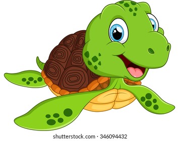Happy sea turtle cartoon