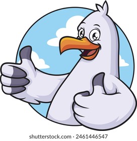 Happy seagull thumbs up vector illustration