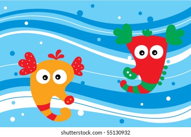 happy seahorse doodle