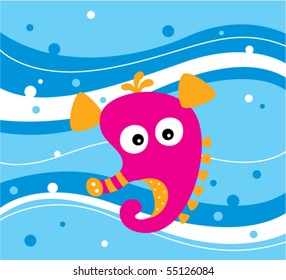 happy seahorse in ocean