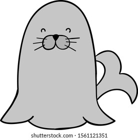 Sello feliz, ilustración, vector sobre fondo blanco.