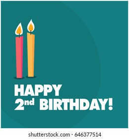 Happy Second Birthday With Two Candles Cute Design