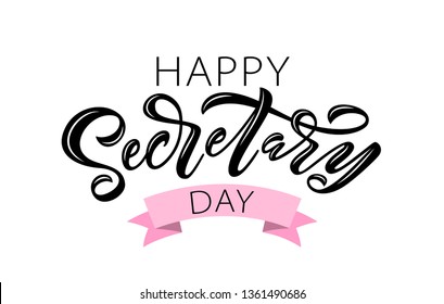 Happy Secretary Day Hand Lettering Vector Stock Vector (Royalty Free ...