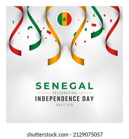 Happy Senegal Independence Day April 4th Celebration Vector Design Illustration. Template for Poster, Banner, Advertising, Greeting Card or Print Design Element