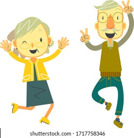 happy senior couple dancing together