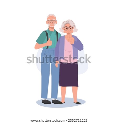 Happy Senior Couple Illustration Giving Thumb Up for Good Quality  Service. Positive Elderly Endorsement Illustration