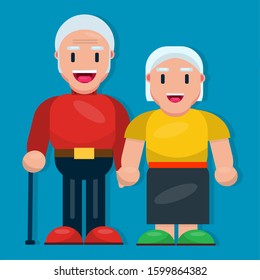 happy senior couple isolated vector illustration in flat style