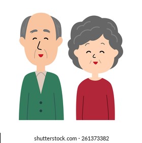 A happy senior couple laughing, vector illustration