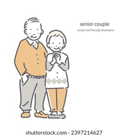 happy senior couple, simple and friendly illustration