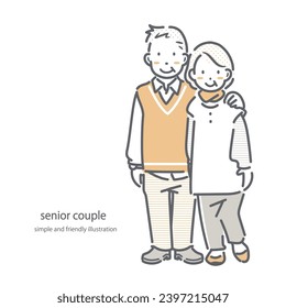 happy senior couple, simple and friendly illustration