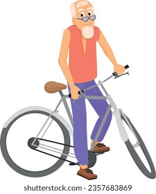 Happy senior on bicycle. Smiling old man activity