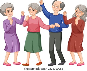 Happy senior people group illustration