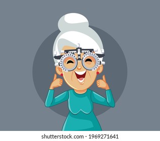 Happy Senior Woman Checking her Vision Wearing a Trial Frame

Elderly patient with eyesight problems being diagnosed during eye exam
