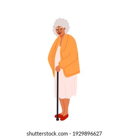 Happy senior woman isolated vector illustration. Old female character design element. Grandmother in cartoon style.