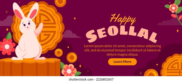 happy seollal banner template vector illustration flat design