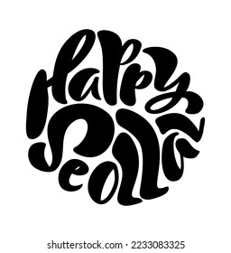 Happy Seollal handwritten calligraphy text. Korean lunar new year. Modern brush ink lettering. Holiday design, typography celebration poster, calligraphy illustration.