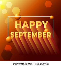 feliz septiembre con estilo de tipografía 3D, antecedentes modernos para plantilla de medios sociales mensual. color de gradiente fresco.