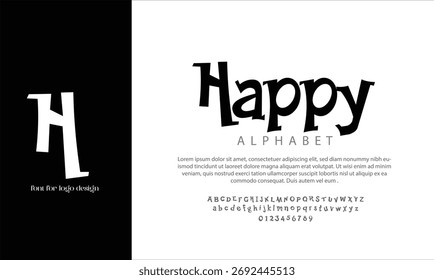 Fonte vetorial alfabeto Happy Serif para design de logotipo