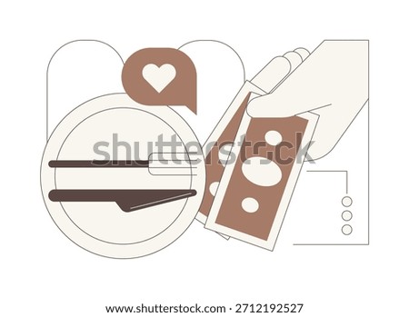 Happy with service isolated cartoon vector illustrations. Happy client leaving tips in restaurant, horeca business, professional waiters reward, satisfied with service vector cartoon.