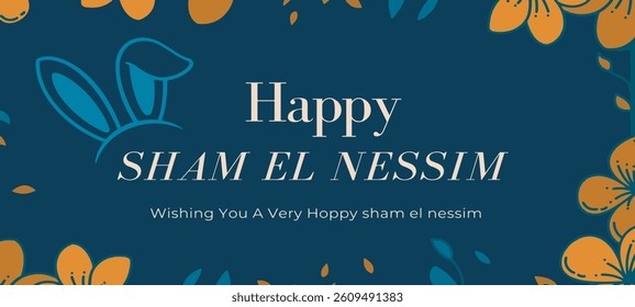   happy sham el nessim greeting card   with flowers_ vector illustration 