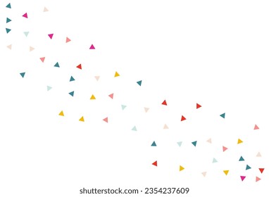 Feliz Formas Carnaval Vector Fondo Blanco. Fondo del Triángulo divertido. Tarjeta Geométrica de Invitación. Papel tapiz de efectos de confetti caído.
