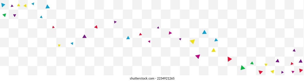 Happy Shapes Top Vector Transparent Panoramic Background. Abstract Geometric Wallpaper. Celebrate Elements Card. Color Triangle Festival Design.
