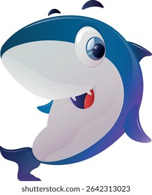 HAPPY SHARK FISH CHARACTER STANDING SIDEWAYS	
