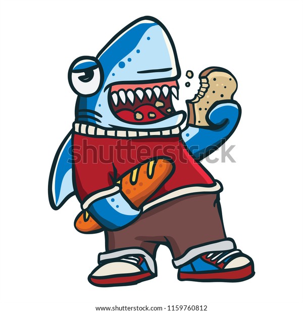 shark eating fish clipart cartoon