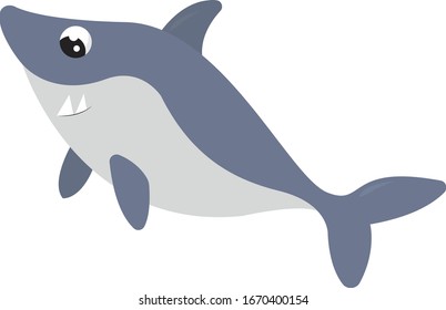 Happy shark, illustration, vector on white background.