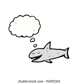 tiburón feliz con burbuja de pensamiento