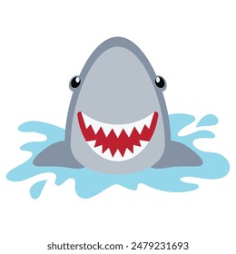 Happy shark vector cartoon illustration