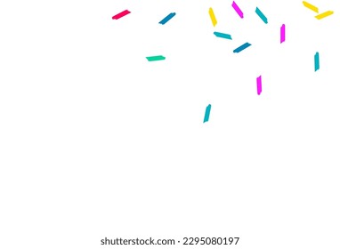 Happy Shavings Independence Vector White Background. Celebration Dust Backdrop. Decoration Confetti Card. Rainbow Brush Abstract Wallpaper.