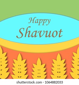 Happy Shavuot banner in paper art style. Vector illustration. 