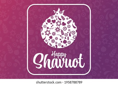 Happy Shavuot. Holiday concept. Template for background, banner, card, poster with text inscription. Vector EPS10 illustration