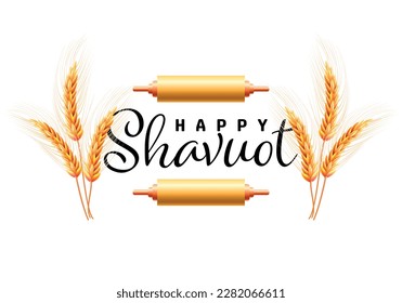 Happy Shavuot. Wheat. Judaic holiday Shavuot. Cute festive wreath Happy Shavuot