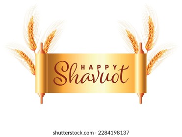 Happy Shavuot. Wheat. Judaic holiday Shavuot. Cute festive wreath Happy Shavuot