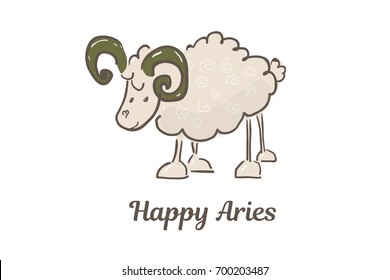 Happy Sheep or Aries vector illustration 