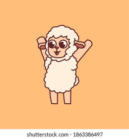 Happy sheep character concept vector illustration graphic in flat style