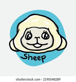 a happy sheep face ilustration