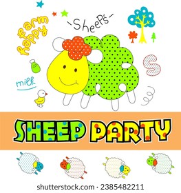 happy sheep looking for party farm