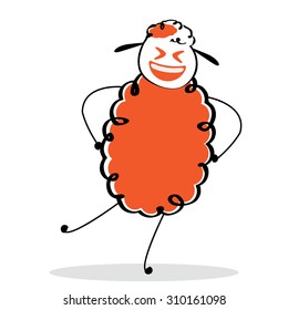  happy sheep on the white background