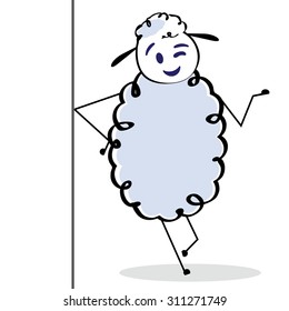 happy sheep on the white background