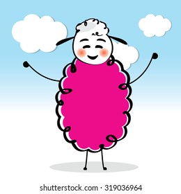 happy sheep on the white background