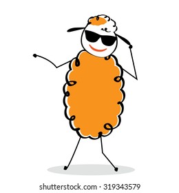 happy sheep on the white background