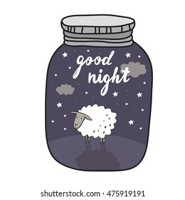 Happy sheep print. Good night card