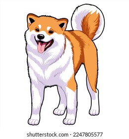 happy shiba inu dog hand drawn digital painting illustration